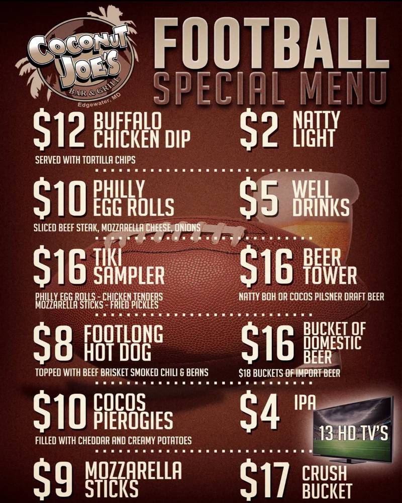 Football Special Menu